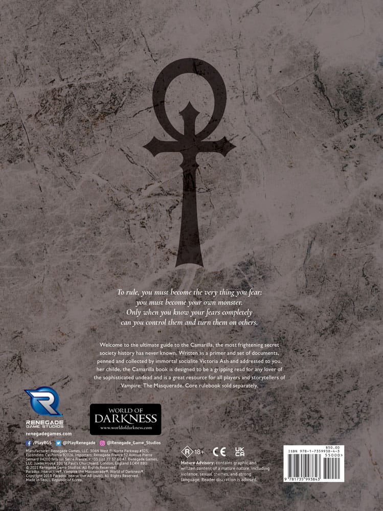 Vampire: The Masquerade 5th Edition RPG book Camarilla Sourcebook *English Version*