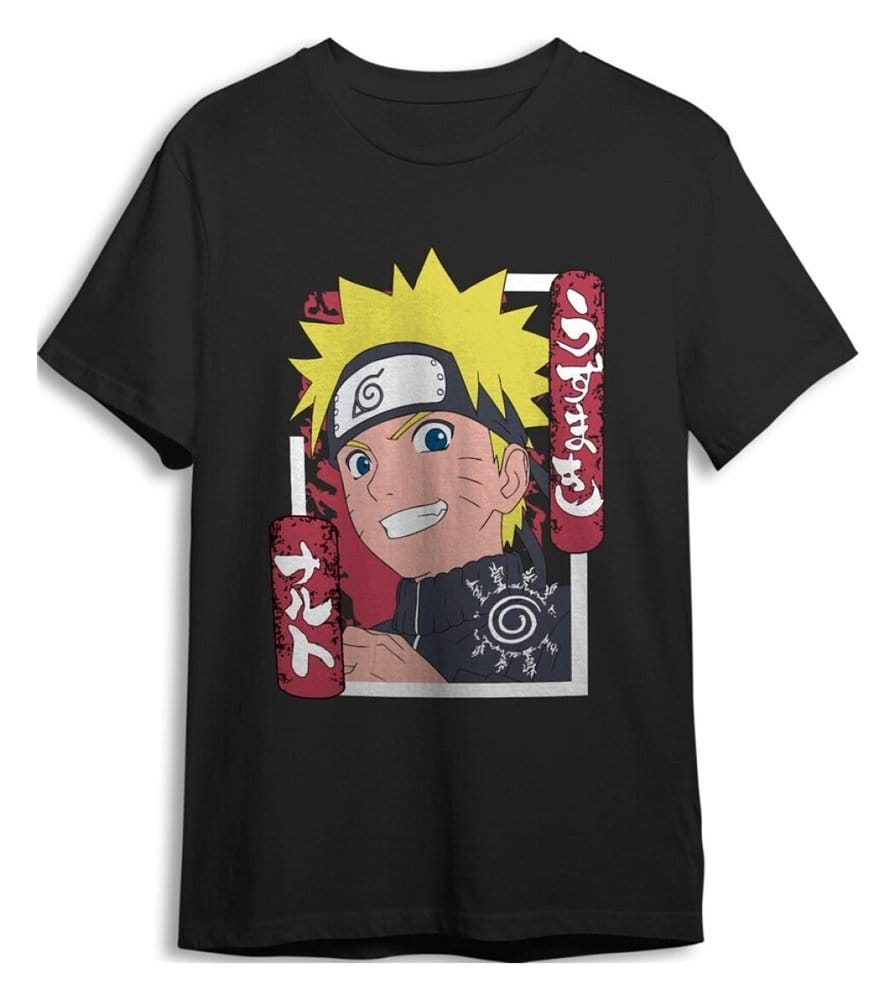 Naruto Shippuden T-Shirt Smile Black Size S