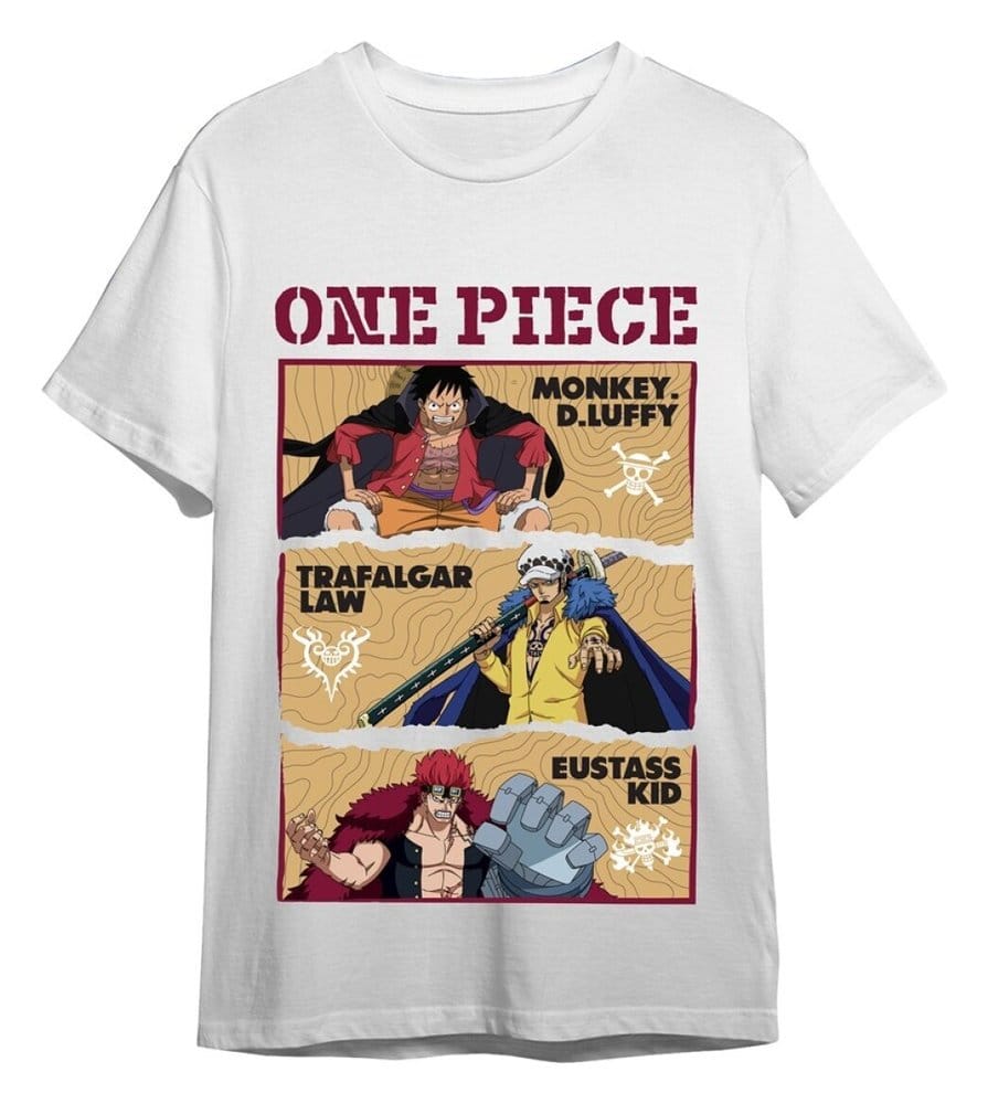 One Piece T-Shirt Monkey D. Ruffy & Trafalgar D. Water Law & Eustass White Size S