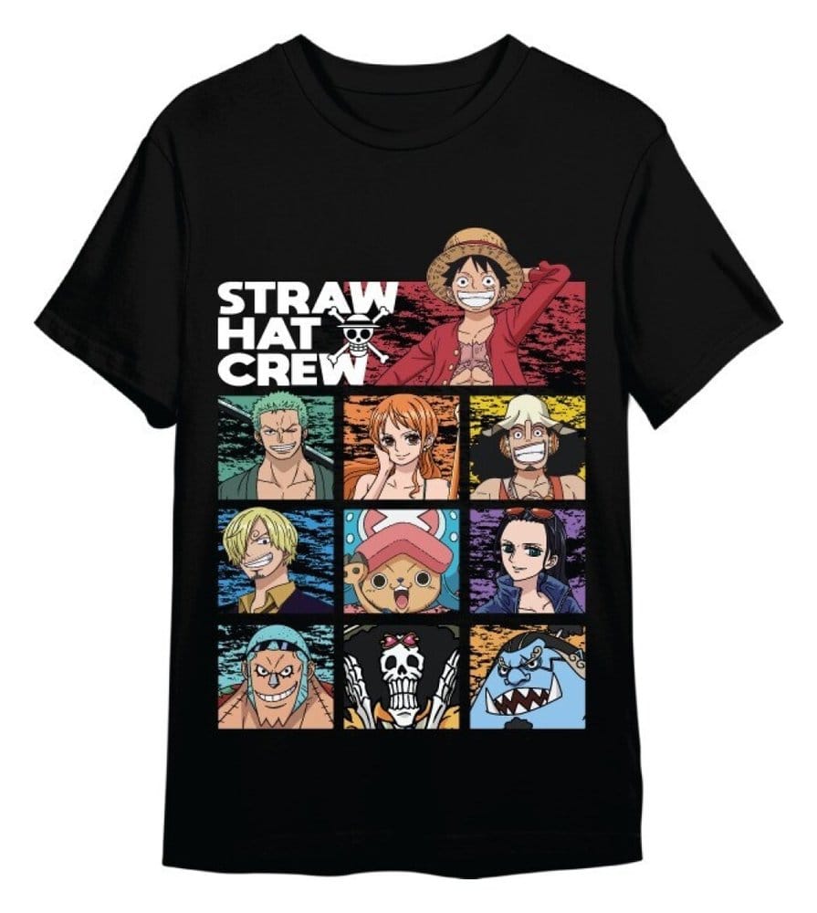 One Piece T-Shirt Straw Hat Crew Black Size L