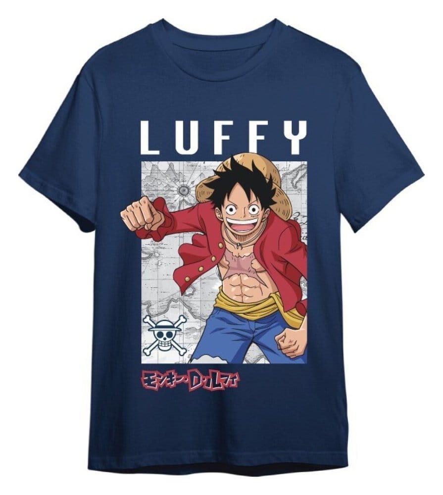 One Piece T-Shirt Monkey D. Luffy Mapa Denim Size XL