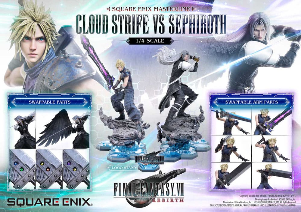 Final Fantasy VII Rebirth Statues 2-Pack 1/4 Cloud Strife vs Sephiroth 69 cm