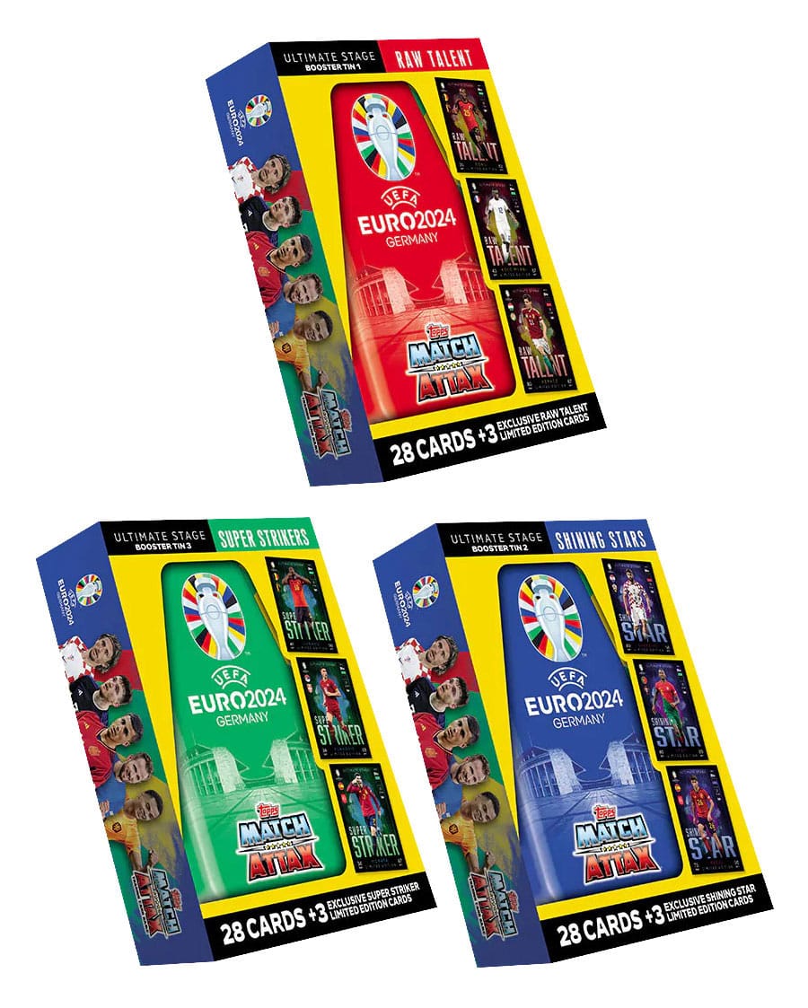 UEFA EURO 2024 Trading Cards Booster Tin Assortment (6)