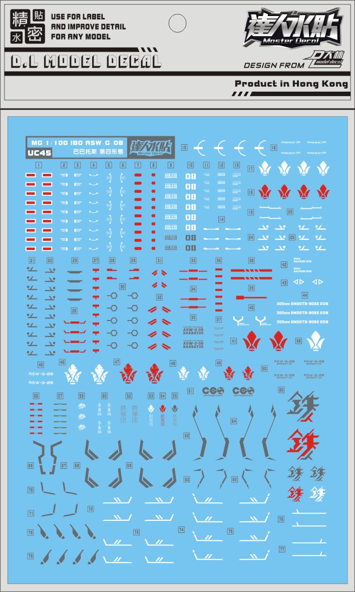 D.L Model Decal - UC45 - MG Gundam Barbatos 1/100