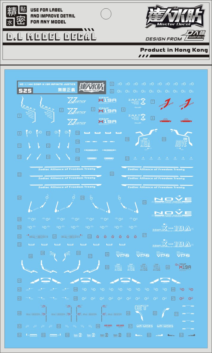 D.L Model Decal - S25 - HG Infinite Justice 1/144