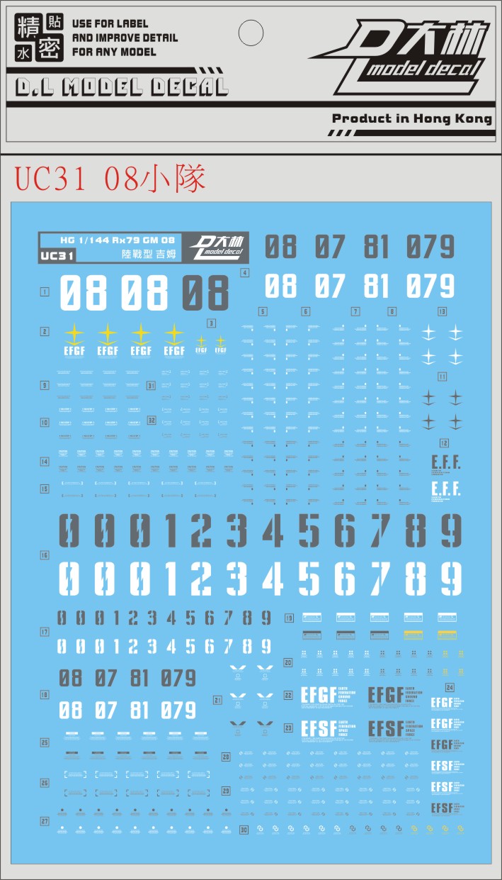 D.L Model Decal - UC31 - HG THE 08TH MS TEAM SERIES