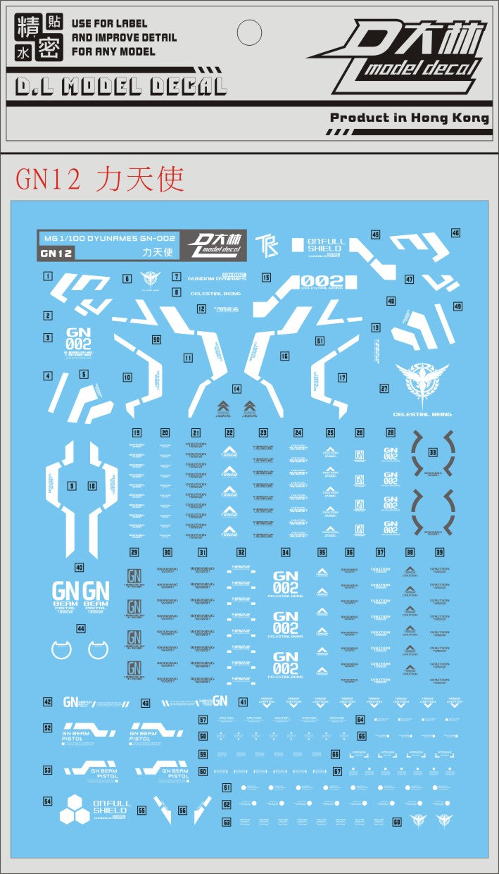 D.L Model Decal - GN12 - MG GN-002 Gundam Dynames 1/100