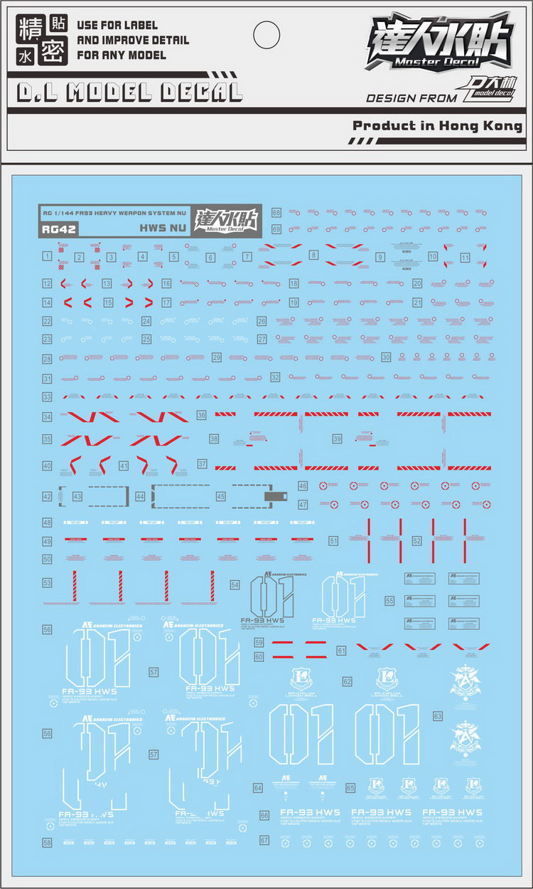 D.L Model Decal - RG42 - RG HWS NU - Heavy weapons system package - P-Bandai