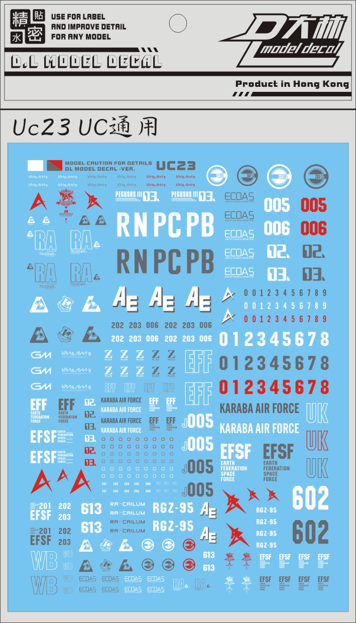 D.L Model Decal - UC23 - 1/60 1/100 1/144 Federal General Water Sticker NU HI-NU