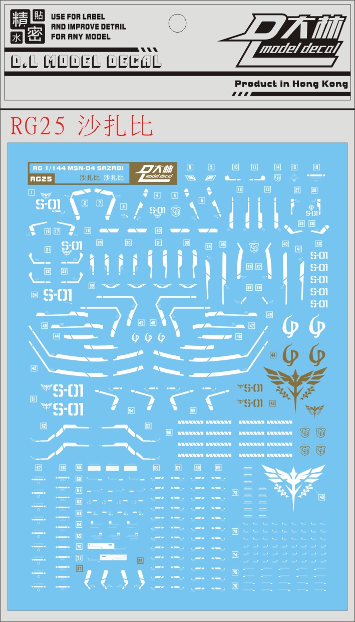 D.L Model Decal - RG25 - RG MSN-04 Sazabi 1/144