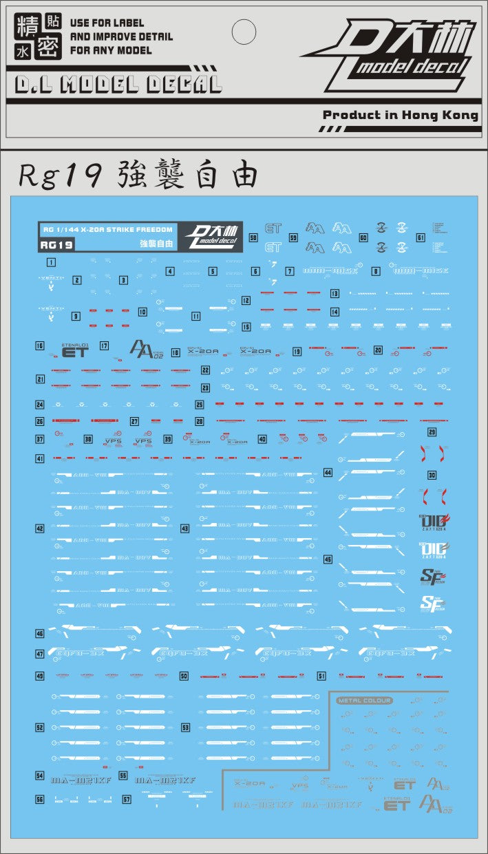 D.L Model Decal - RG19 - RG Strike Freedom Gundam 1/144