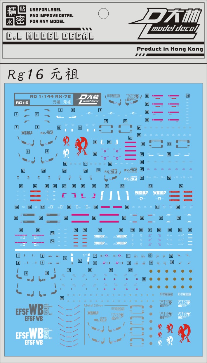 D.L Model Decal - RG16 - RG RX-78-2 Gundam 1/144