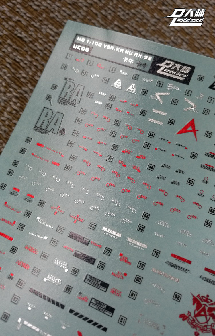 D.L Model Decal - UC20 - MG RX-93 Nu Gundam Ver. Ka 1/100 Electroplate