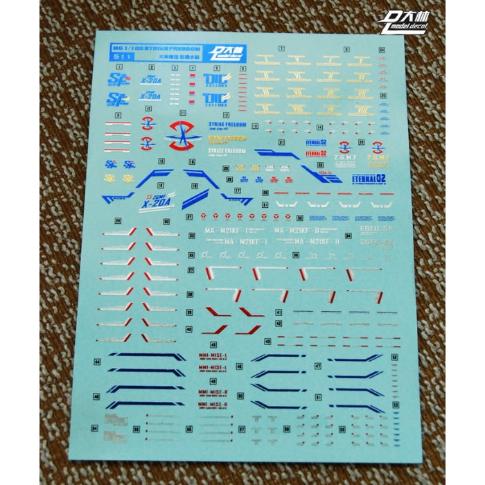 D.L Model Decal - S11 - MG ZGMF-X20A Strike Freedom Gundam 1/100