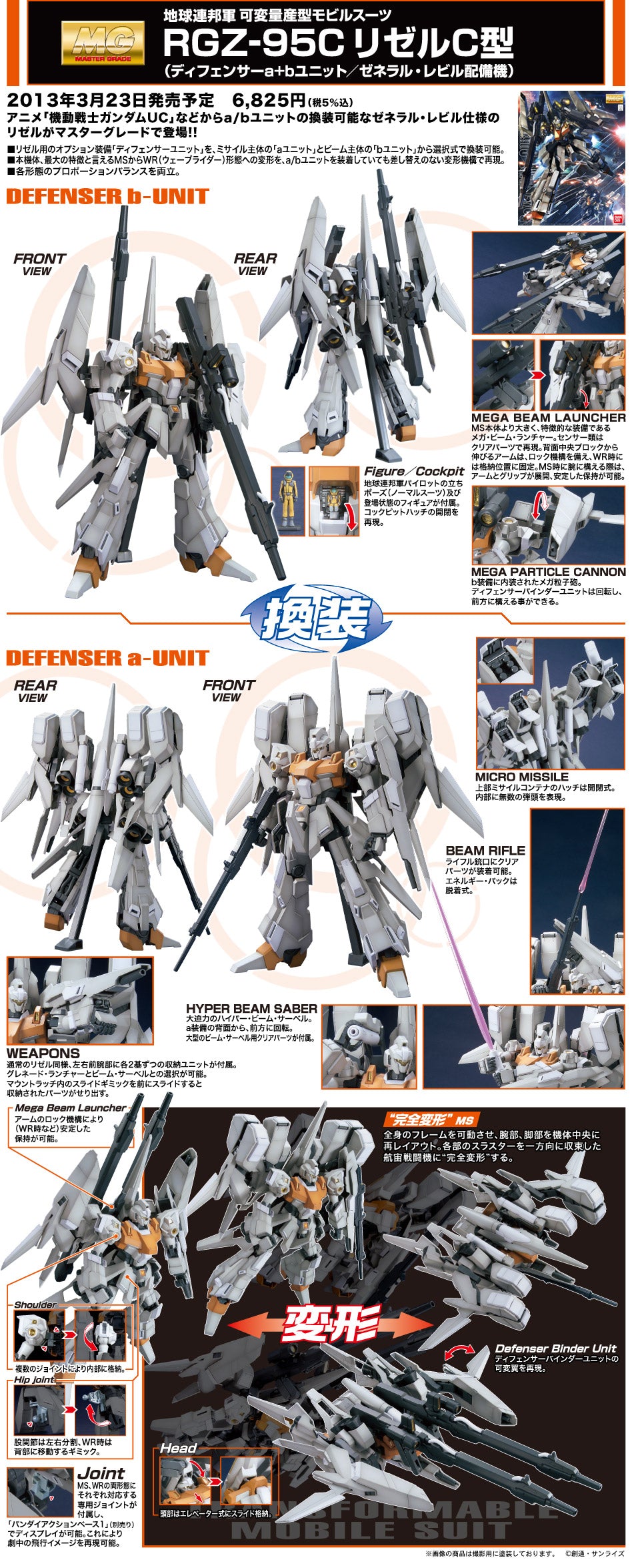 MG RGZ-95C ReZEL Type-C (Defenser a+b-Unit) (GR) 1/100