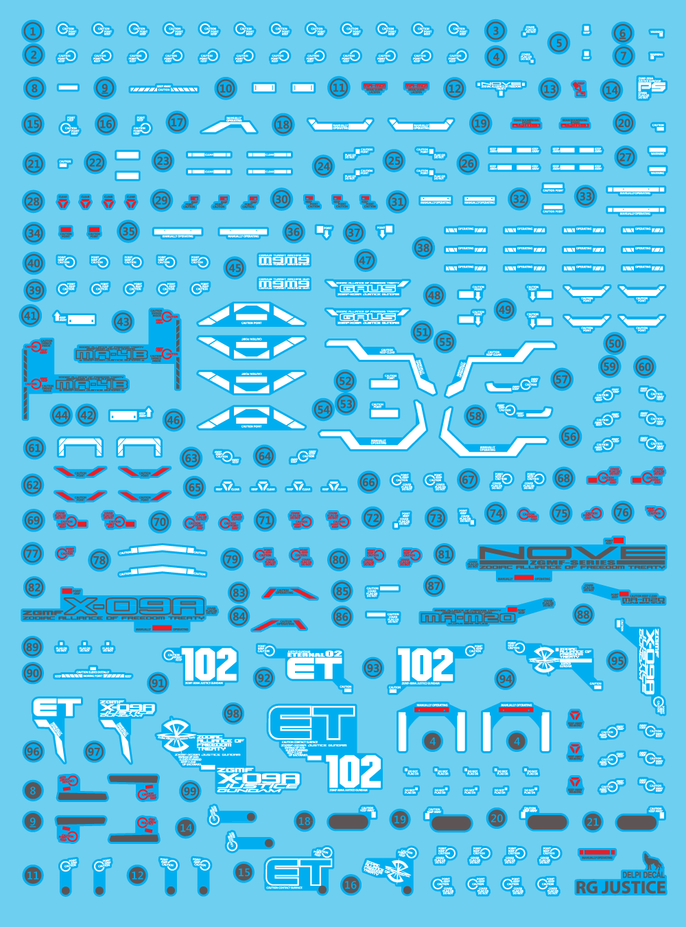 RG JUSTICE WATER DECAL - gundam-store.dk