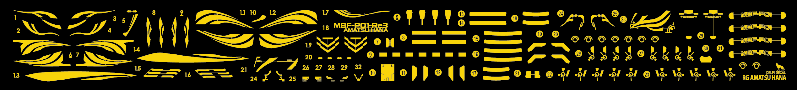 RG Astray Gold Frame Amatsu HANA METAL STICKER - gundam-store.dk