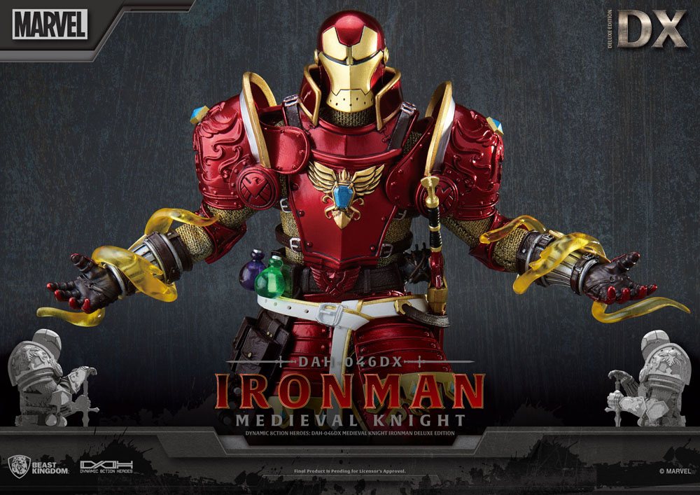 Marvel Dynamic 8ction Heroes Action Figure 1/9 Medieval Knight Iron Man Deluxe Version 20 cm