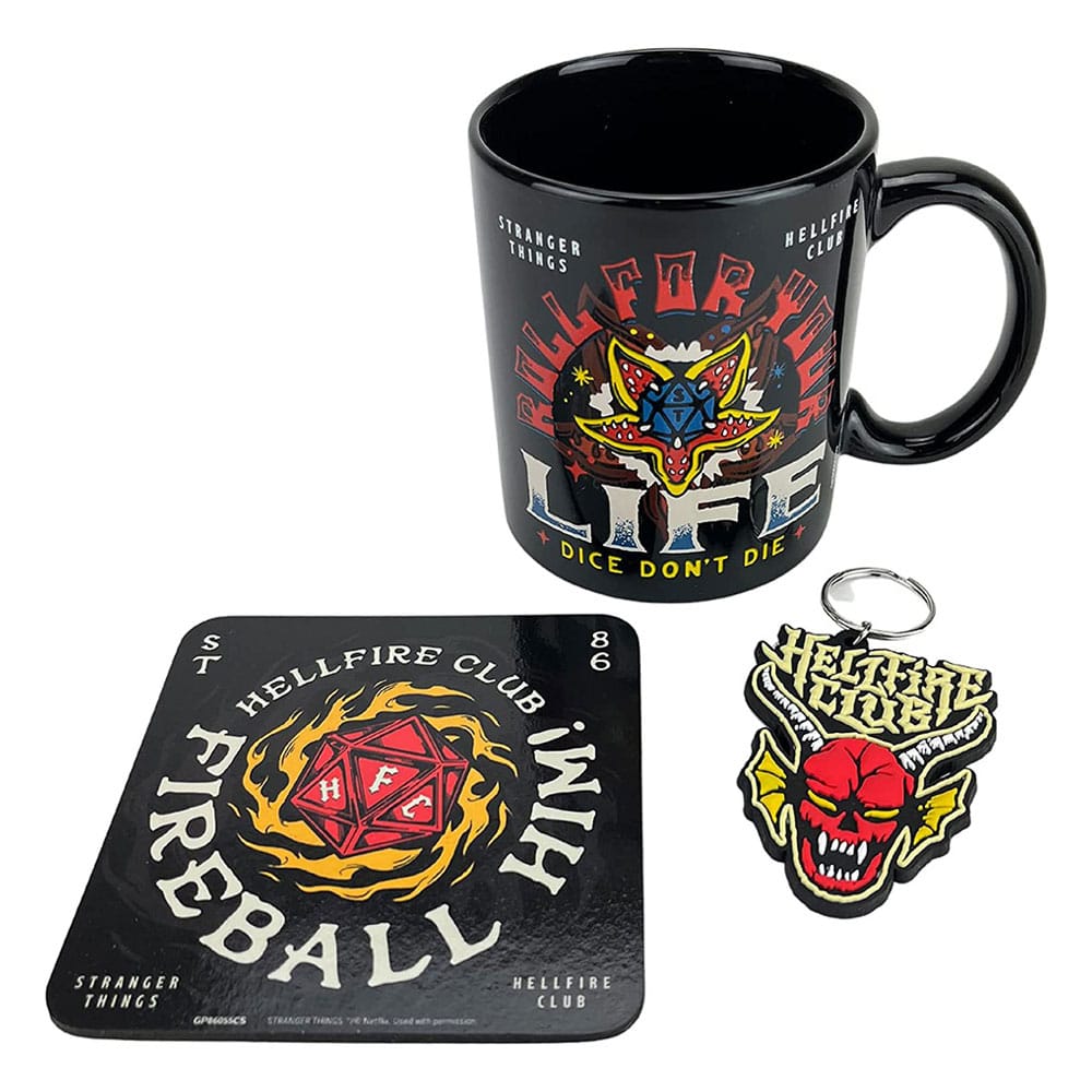 Stranger Things Mug, Coaster and Keychain Set Hellfire