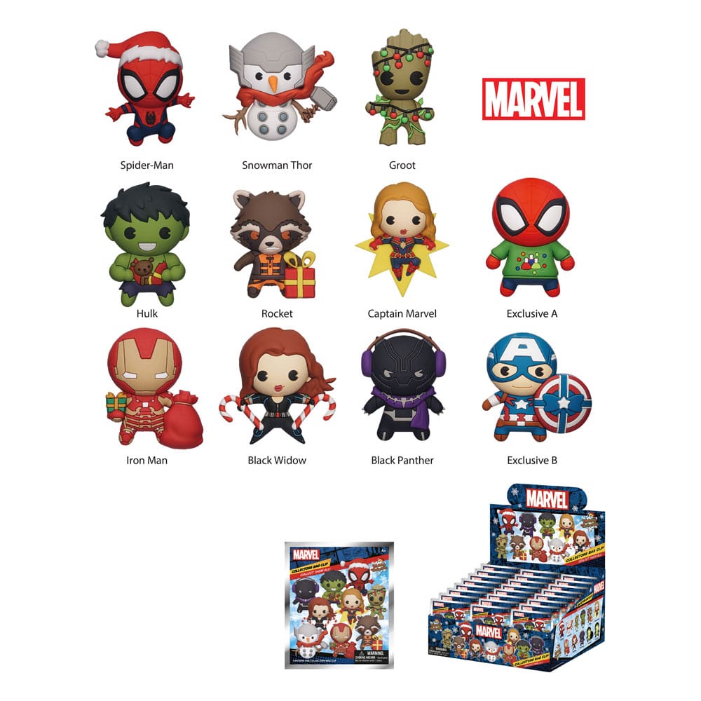 Marvel PVC Bag Clips Marvel Christmas Series 1 Display (24)