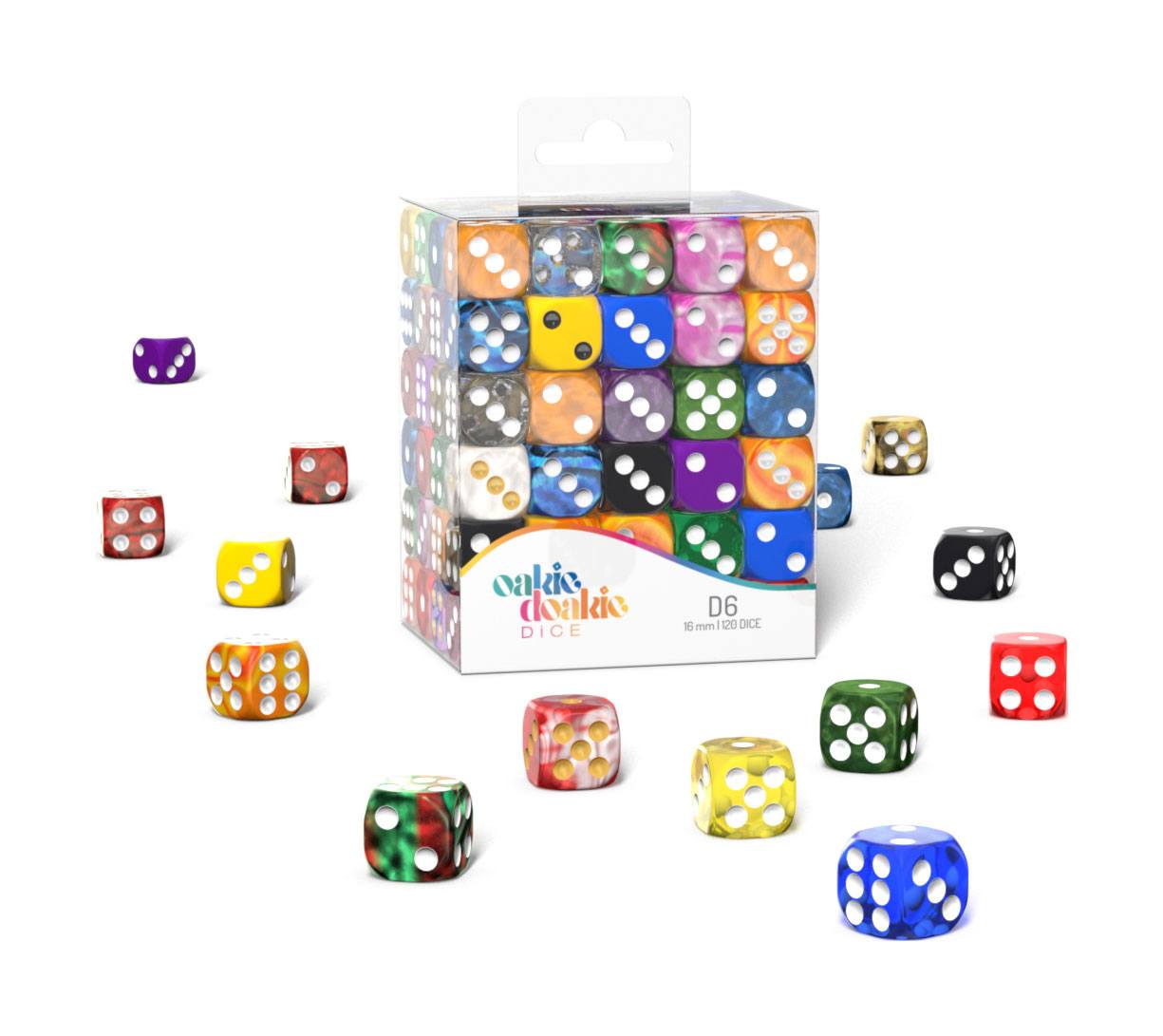 Oakie Doakie Dice D6 Dice Retail Pack 16mm Mixed (120)