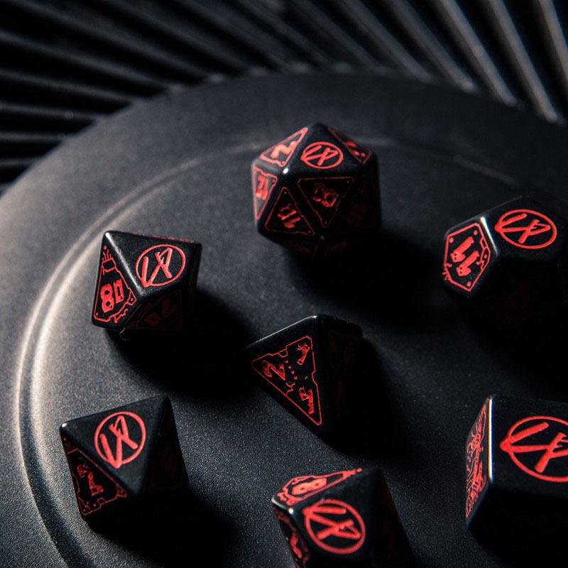 Cyberpunk Edition Dice Set Blood over Chrome (7)