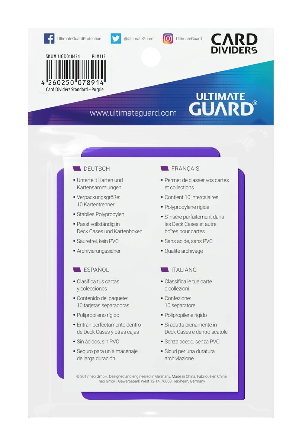 Ultimate Guard Card Dividers Standard Size Purple (10)