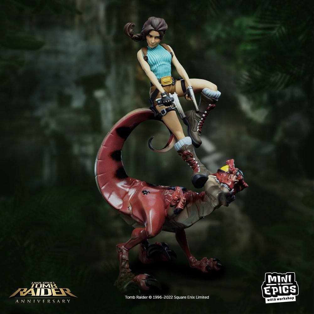 Tomb Raider Mini Epics Vinyl Figure Lara Croft & Raptor 24 cm