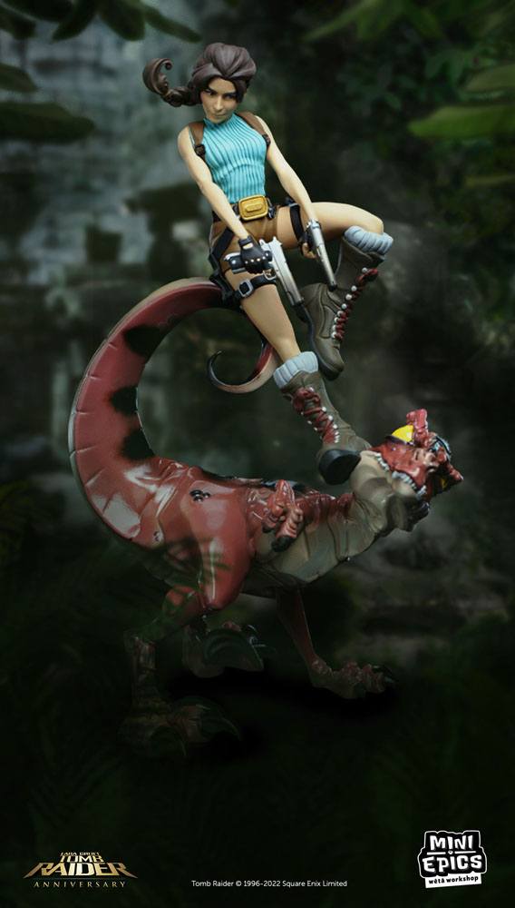 Tomb Raider Mini Epics Vinyl Figure Lara Croft & Raptor 24 cm